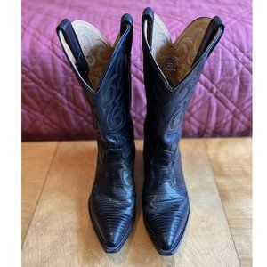 Nocona Black Snakeskin Cowboy Boots - Mens 7D